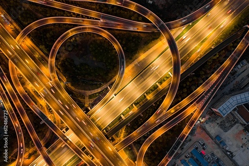 Aerial view of the viaduct on Optics Valley Avenue, Wuhan, China