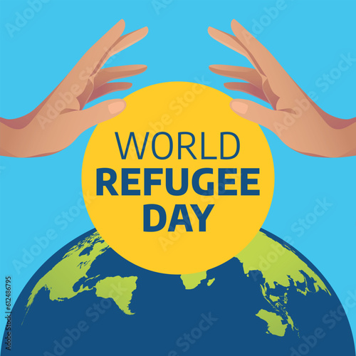 world refugee day vector design for celebration. refugee day template for celebration. flat hand vector design. globe vector design.