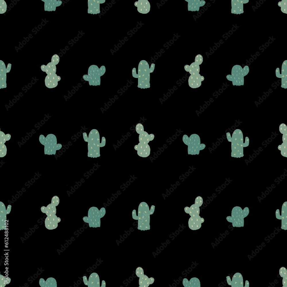 Seamless pattern cacti cartoon hand drawn style Seamless pattern cacti cartoon hand drawn style