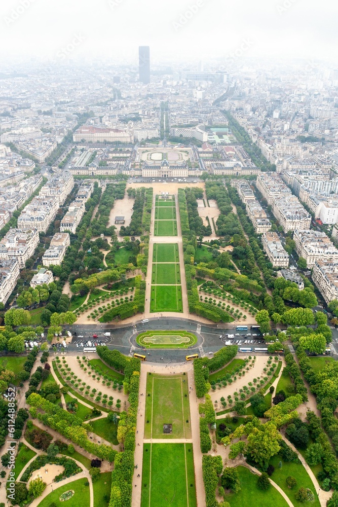 Beautiful view of Paris from the Eiffel Tower in France