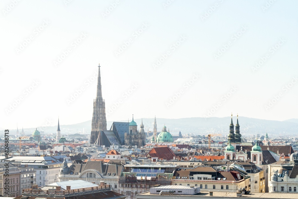 Vienna cityscape with St. Stephen's Cathedral in the background, Austria