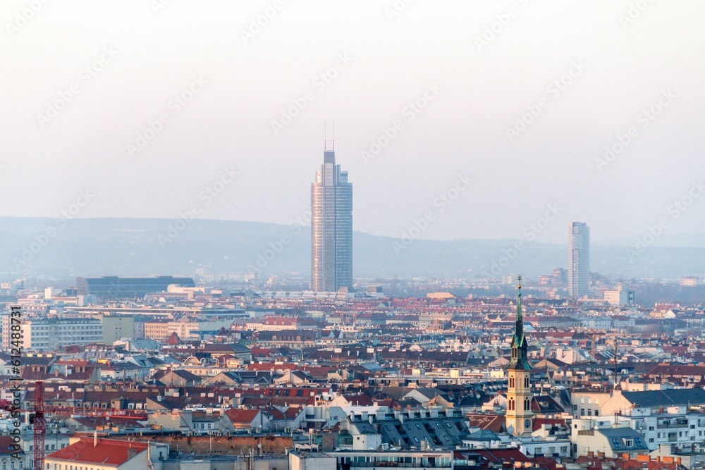Vienna cityscape with a view of Millennium Tower