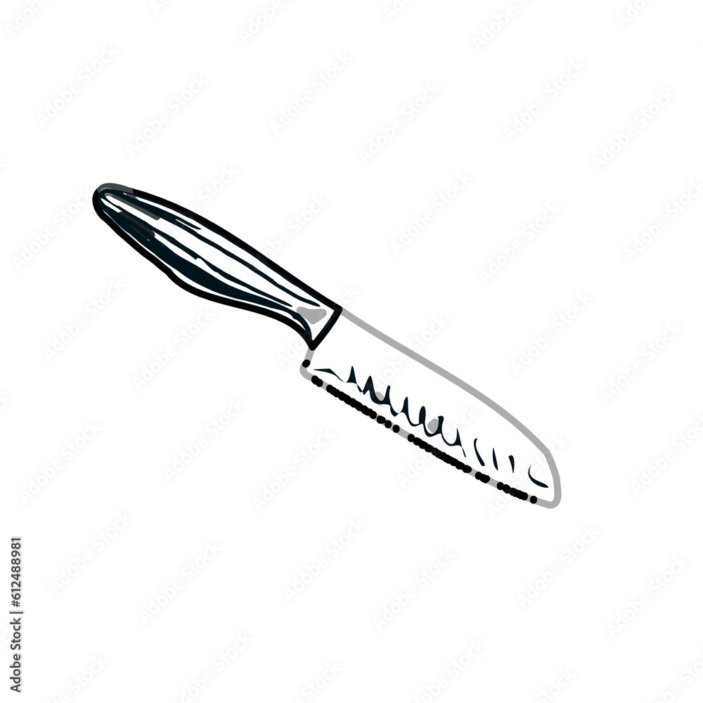 Obraz premium Color sketch of a knife with transparent background