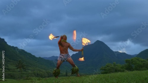 Samoan Fire Knife Dancer  photo