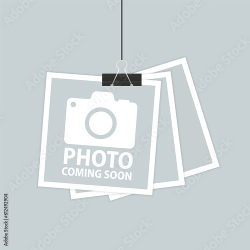 Photo coming soon. Picture frame. No website photos yet logo sign symbol. Image not available yet. Upload profile image. Vector illustration