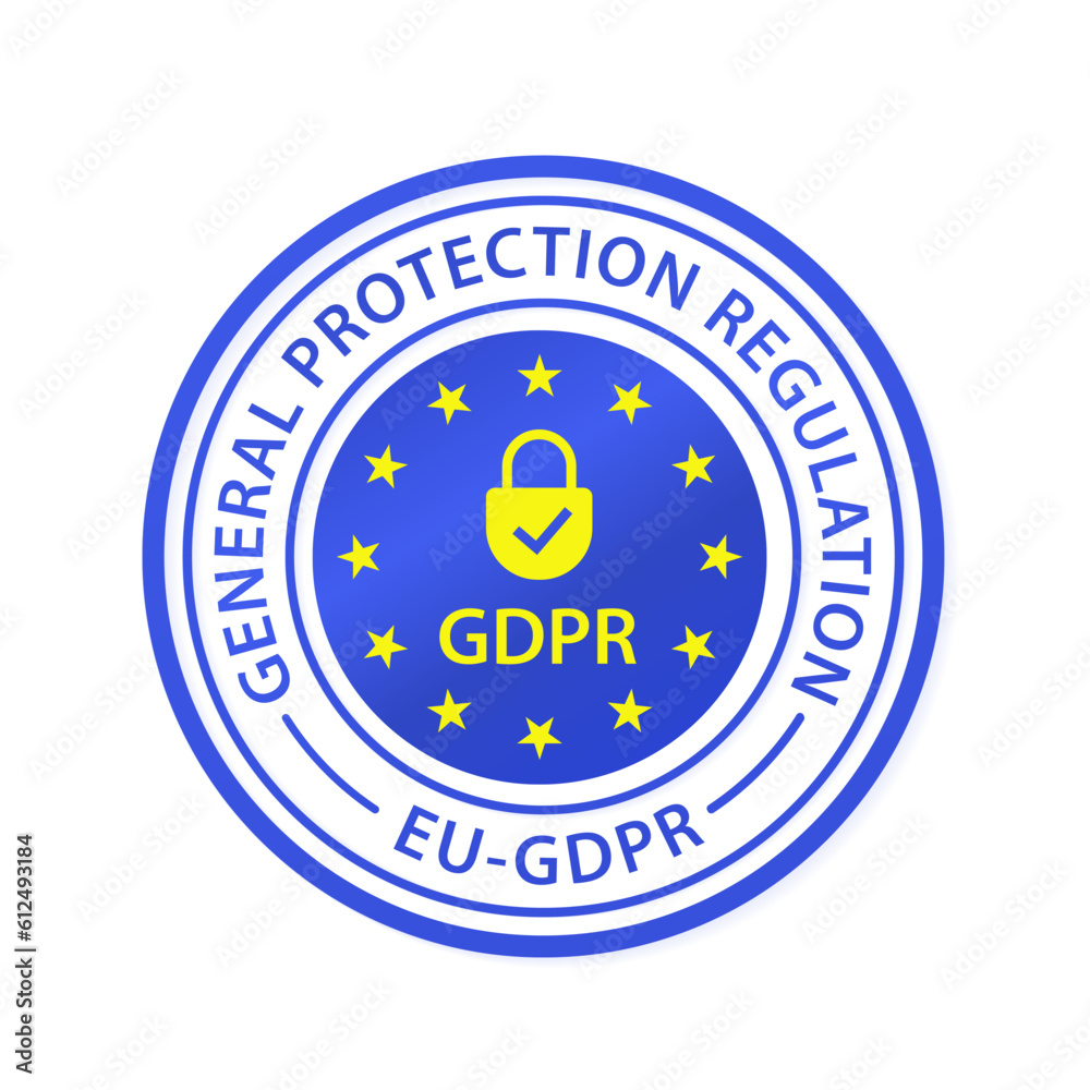 General data protection regulation with padlock (GDPR). EU GDPR label. A sticker with, a European sign. Ready badges, tags, stamps and labels template. Vector illustration General data protection regulation with padlock (GDPR). EU GDPR label. A sticker with, a European sign. Ready badges, tags, stamps and labels template. Vector illustration