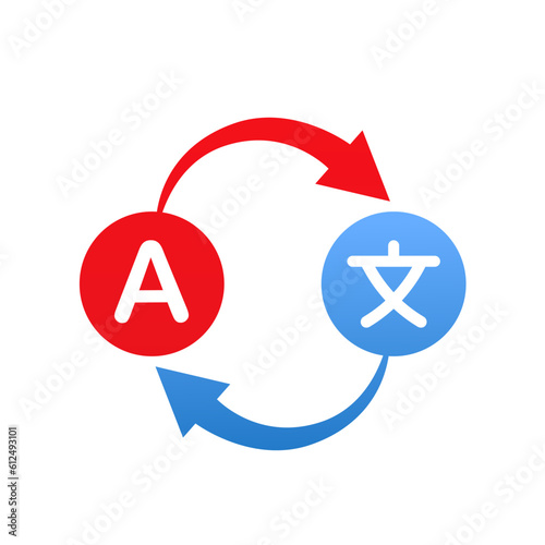 Simple red and blue translation or bilingual icon. concept of communication badge or easy multilingual understanding. minimal flat trend modern logotype graphic design web element. Vector illustration