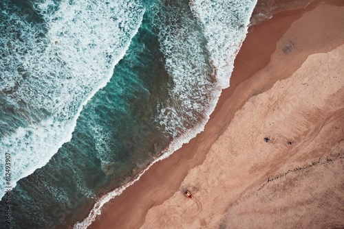 Beautiful aerial drone view of a beach in Tassie Australia © Subyart/Wirestock Creators