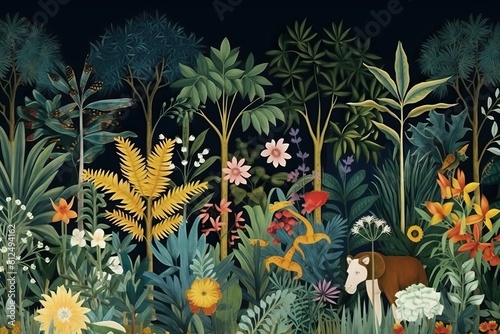 Wild African jungle mural, ...