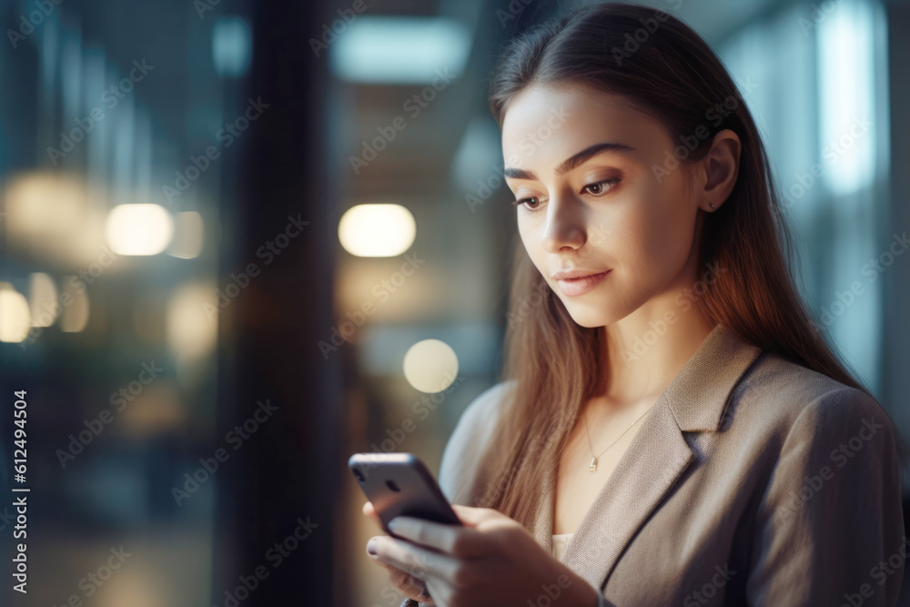 Portrait of a pretty young business woman using smarthphone in her office Portrait of a pretty young business woman using smarthphone in her office