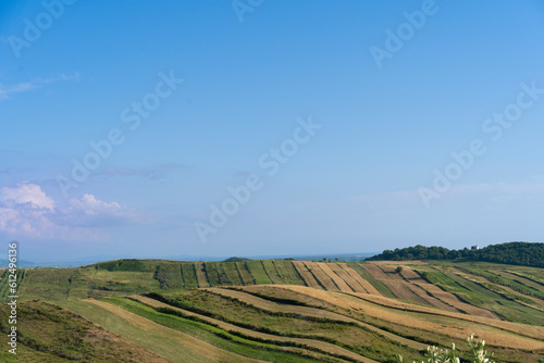 Colorfully land terraces planted, wheat, in a beautiful sky, Albania Spille
