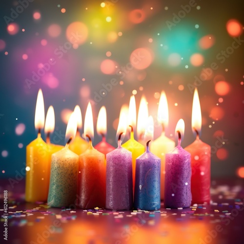 Birthday candles on colorful background | Generative AI 