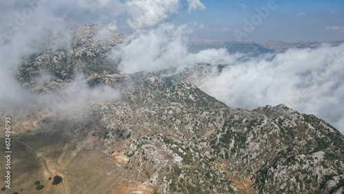 Aerial drone shot of the mountains of Lebanon photo
