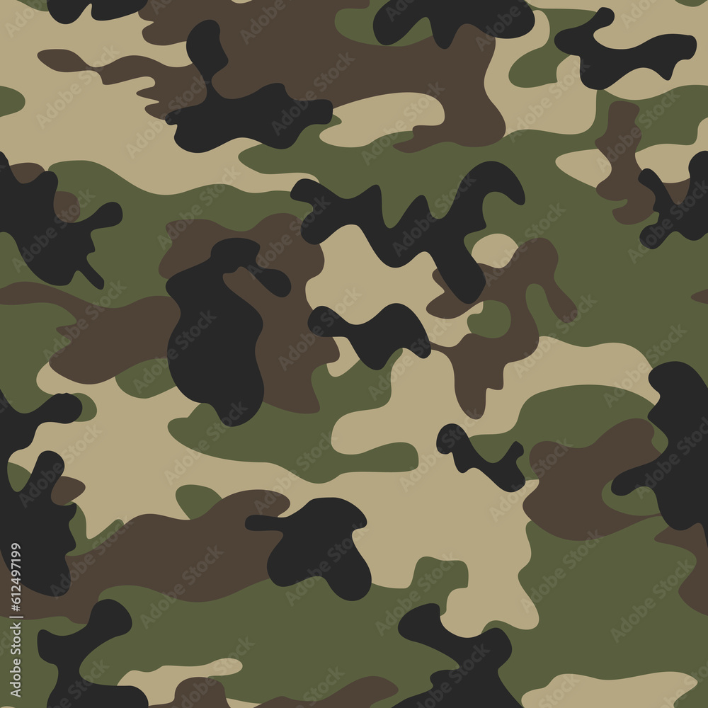 Fashionable camouflage pattern, classic vector seamless background, military print, urban design for print on clothes, paper, fabric.
Fashionable camouflage pattern, classic vector seamless background, military print, urban design for print on clothes, paper, fabric.