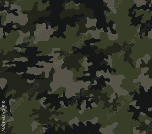  Seamless camouflage vector forest texture disguise, khaki background, military pattern on textile