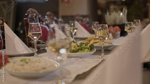 Wallpaper Mural Selective focus of glasses full of Champaign during Norwegian Christmas Eve dinner Torontodigital.ca