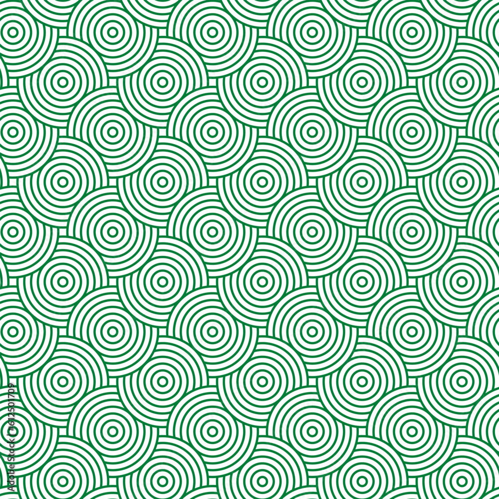 Seamless background pattern of green overlapping circles. Abstract green seamless pattern is perfect for decoration, wallpaper, wrapping paper, textiles
