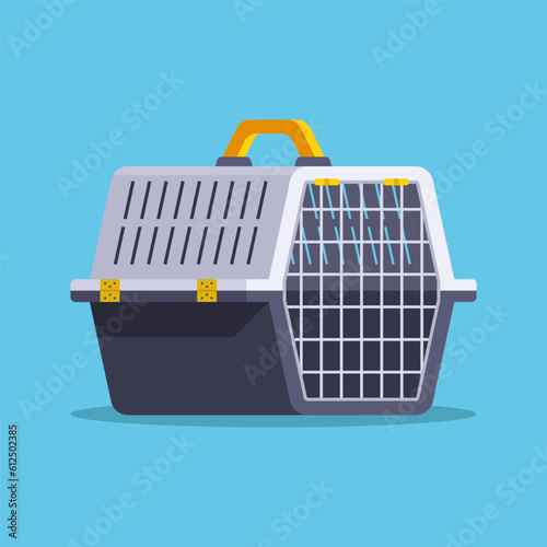 plastic carrier for small animals. flat vector illustration.