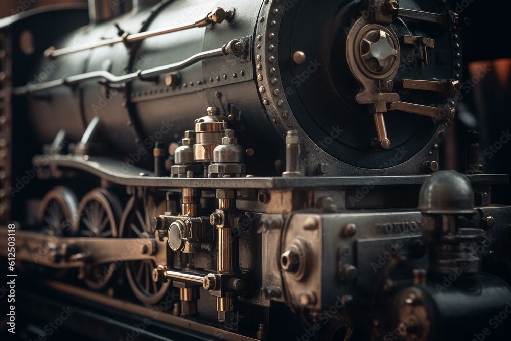 Vintage-inspired steam engine with advanced technology. Generative AI ...