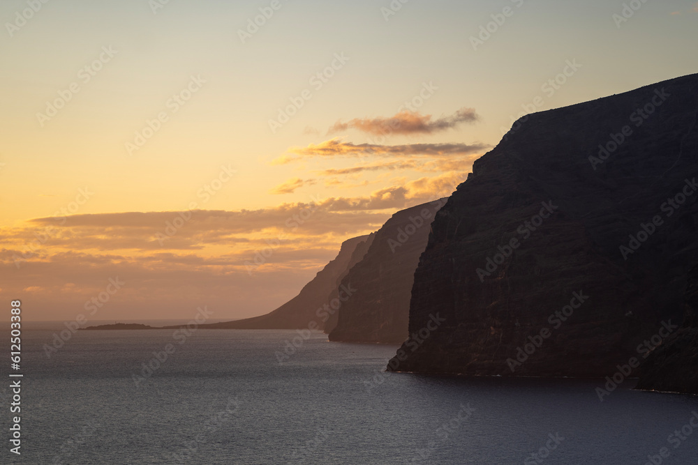 Los Gigantes cliff in Tenerife during sunset