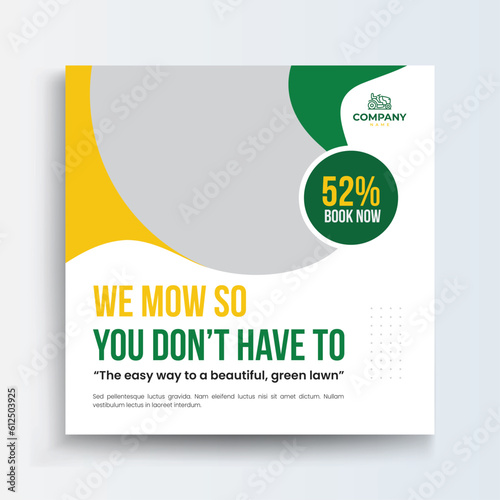 Lawn garden or landscaping social media post and web banner template design, Company social media post web banner template, Promotion Post and Story Social Media Template design, 
