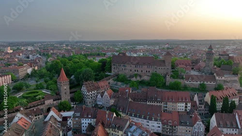 Aerial view of Nuremberg in historic city centre, Bavaria from above, Germany, Europe photo