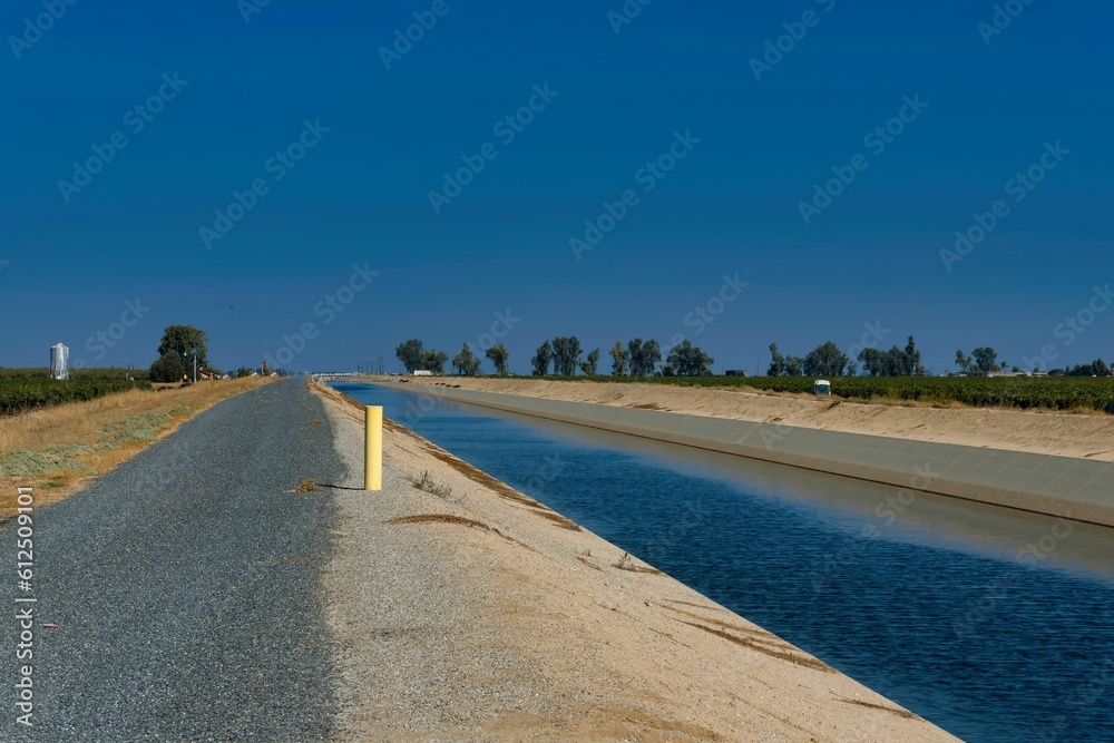 Irrigation canal in California Central Valley