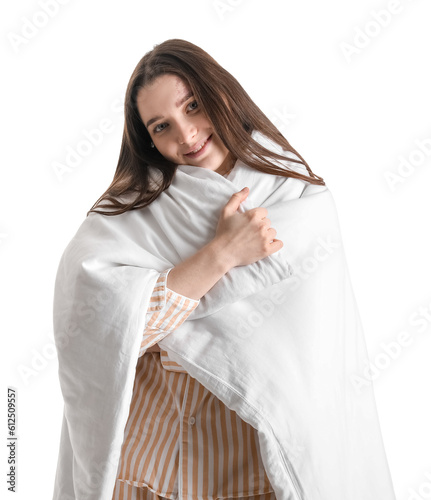 Young woman with soft blank...