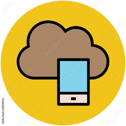 Trendy circular icon of cloud computing