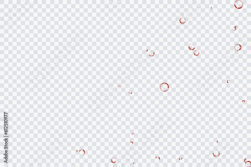 Red air bubbles, oxygen, champagne crystal clear, isolated on a transparent background of modern design. Vector illustration of EPS 10.