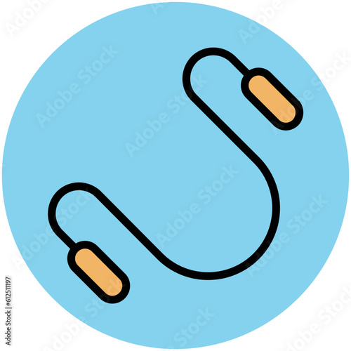 Colored flat circular icon of jumping rope 
