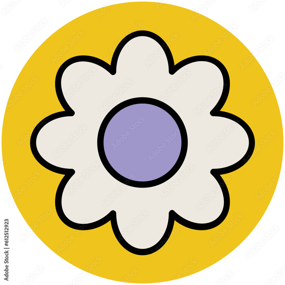 Blooming flower flat circular icon 