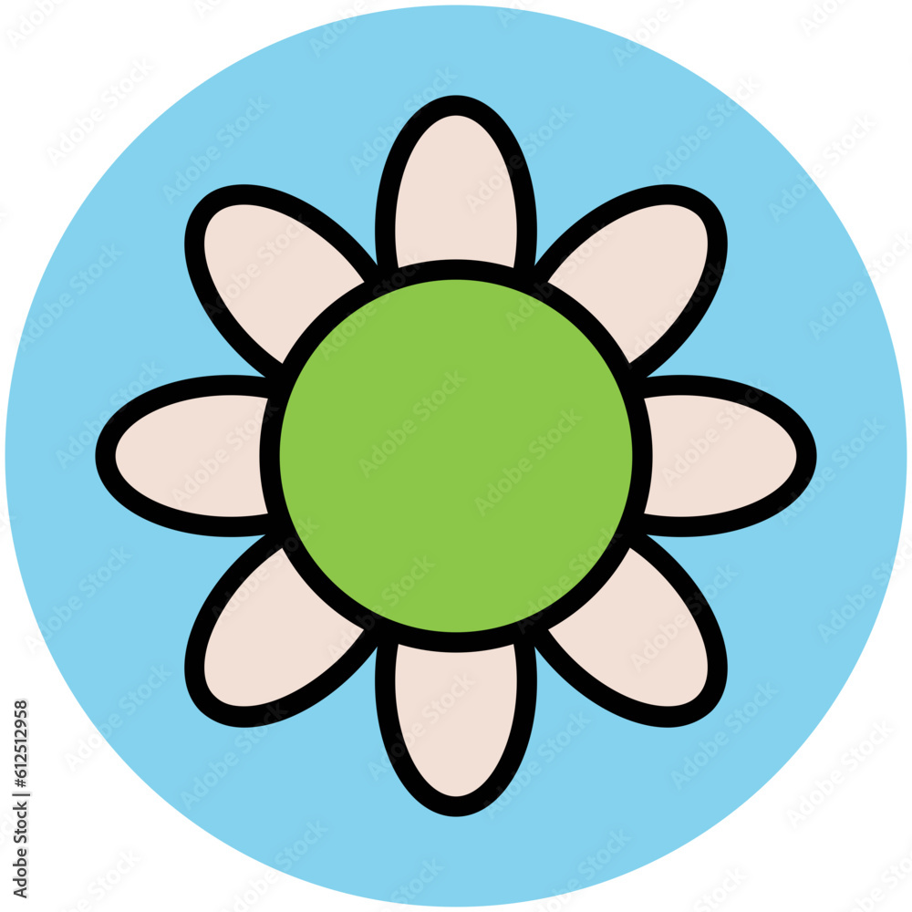 Blooming flower flat circular icon Blooming flower flat circular icon