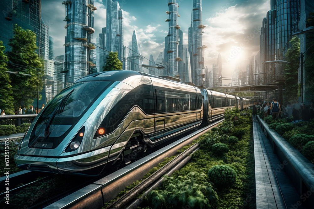 Futuristic high speed train. Generative ai 