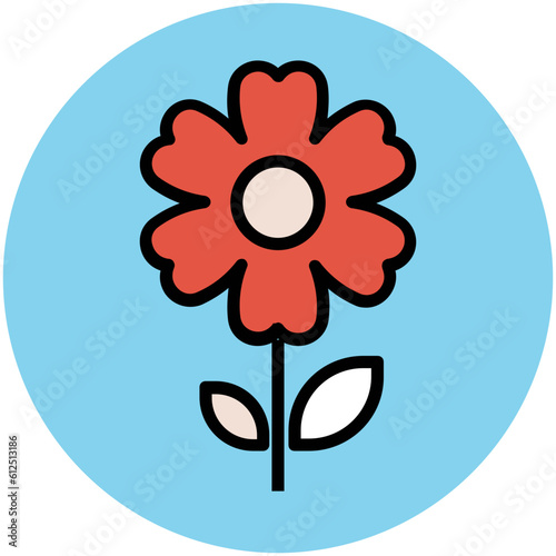 Blooming flower flat circular icon 