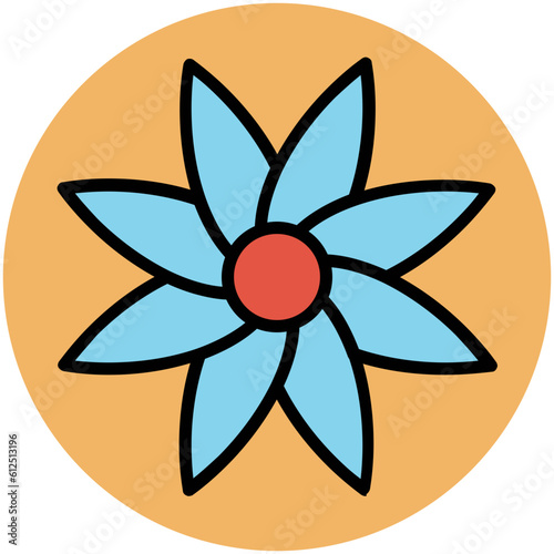 Blooming flower flat circular icon 