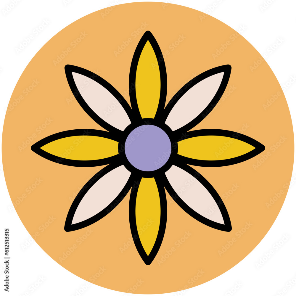 Blooming flower flat circular icon Blooming flower flat circular icon