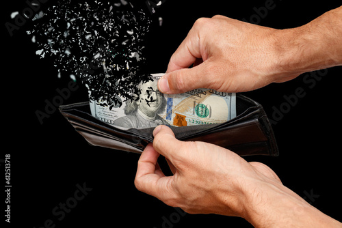 Slika na platnu Inflation or loss of Money Dollars vanishing into nothing