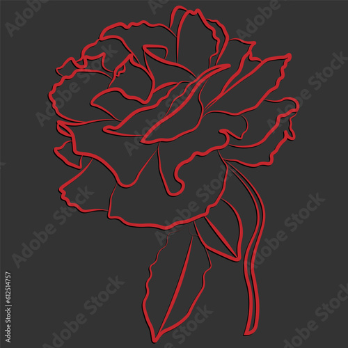 contours of a rose with a gradient and shadow. beautiful vector illustration