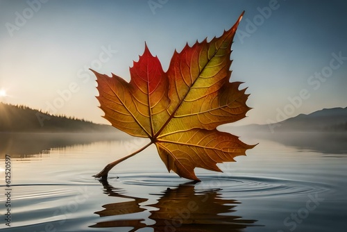 leaf floating in the water at the time of autumn