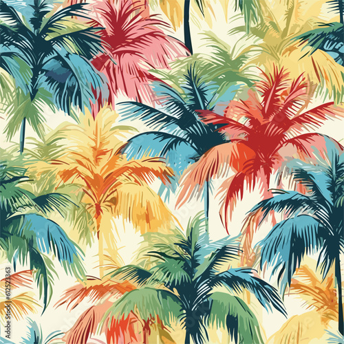 Seamless Colorful Hawaii Palms Pattern.  Seamless pattern of Hawaii Palms in colorful style. Add color to your digital project with our pattern 