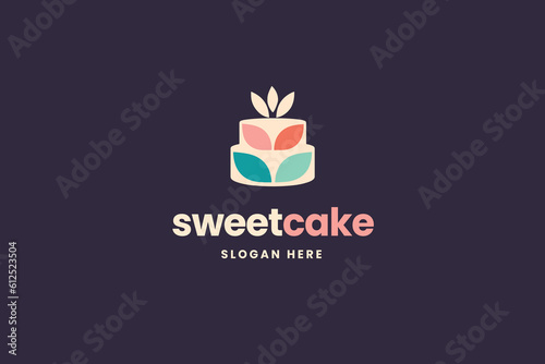 cake logo, modern bakery, business brand © dianaorozco