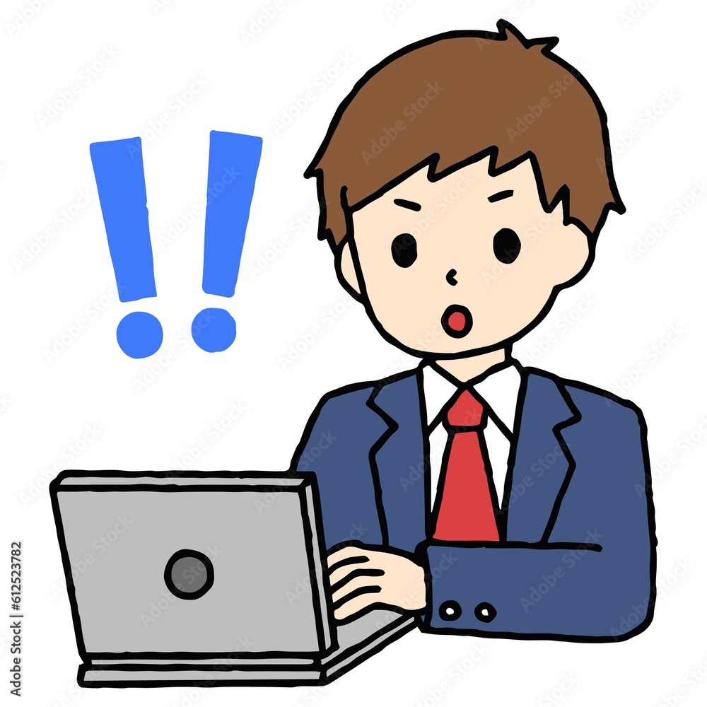 パソコン学習をする男子高校生が驚いている パソコン学習をする男子高校生が驚いている