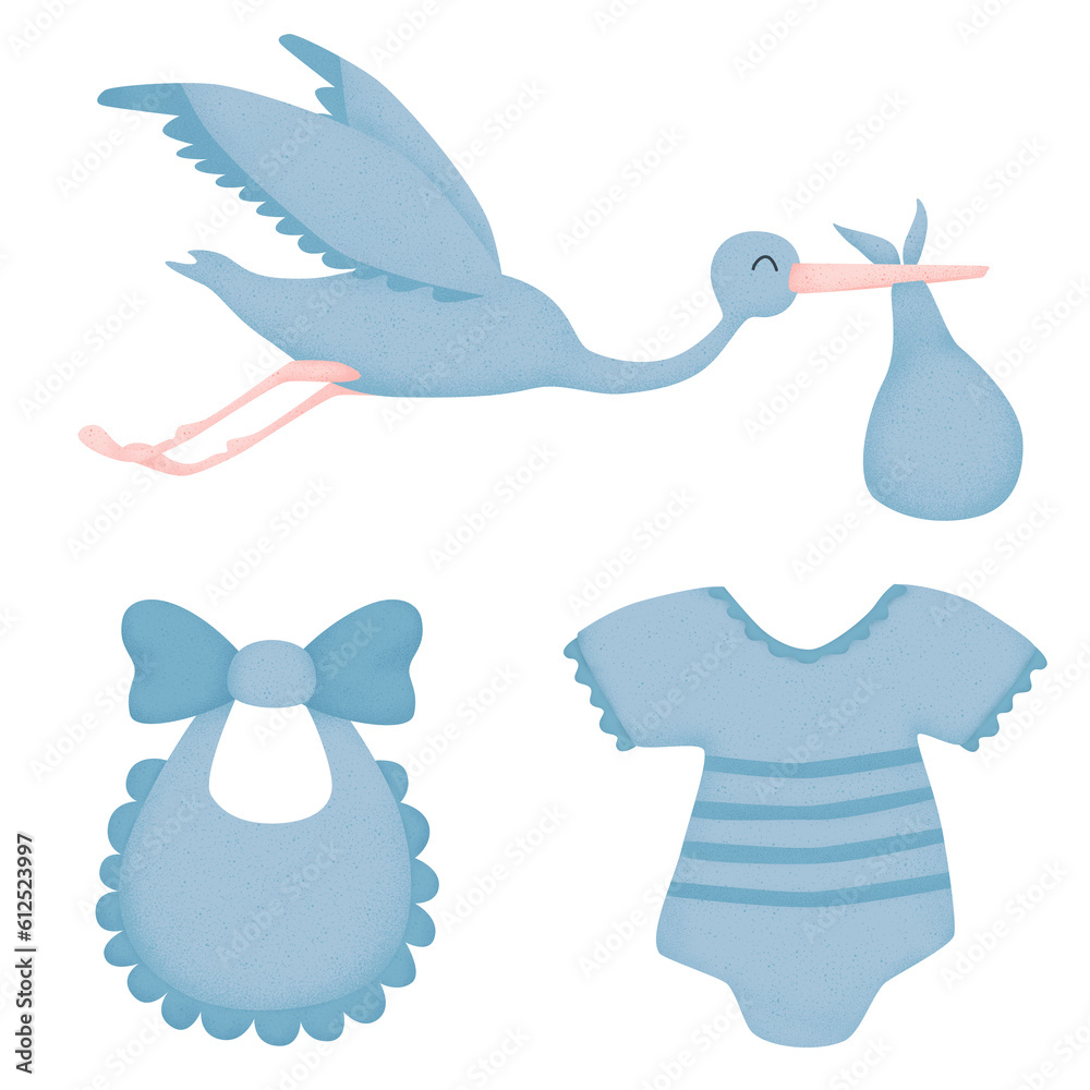 Baby shower blue grain png set, stork, bib, children's bodysuit, Gender reveal, It's a boy girl pink baby drawing children Baby shower blue grain png set, stork, bib, children's bodysuit, Gender reveal, It's a boy girl pink baby drawing children