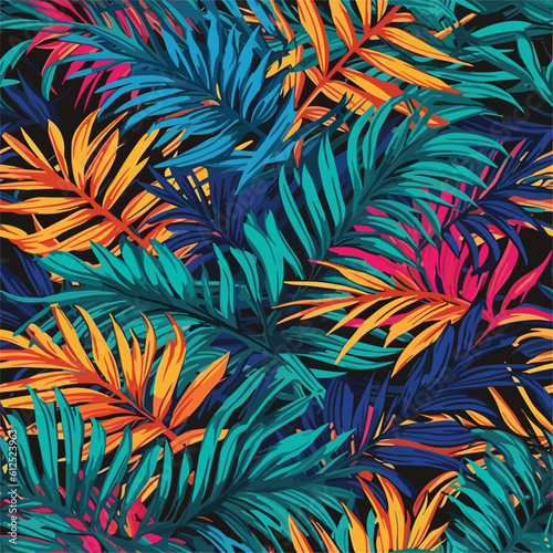 Seamless Colorful Hawaii Palms Pattern.Seamless pattern of Hawaii Palms in colorful style. Add color to your digital project with our pattern!