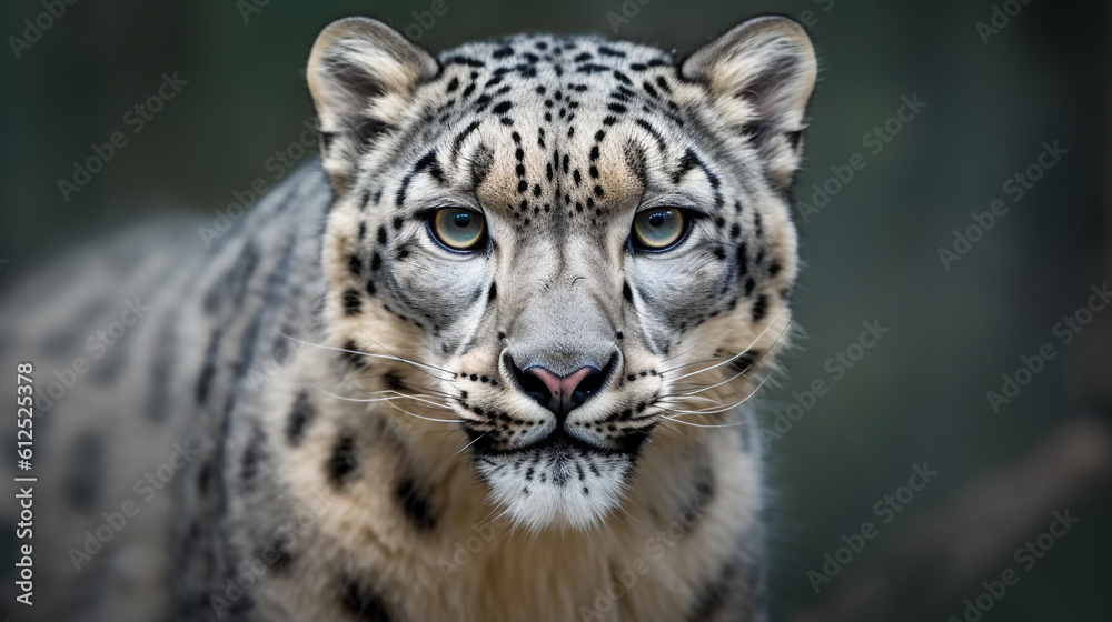 close-up portrait of a snow leopard, generated by AI close-up portrait of a snow leopard, generated by AI