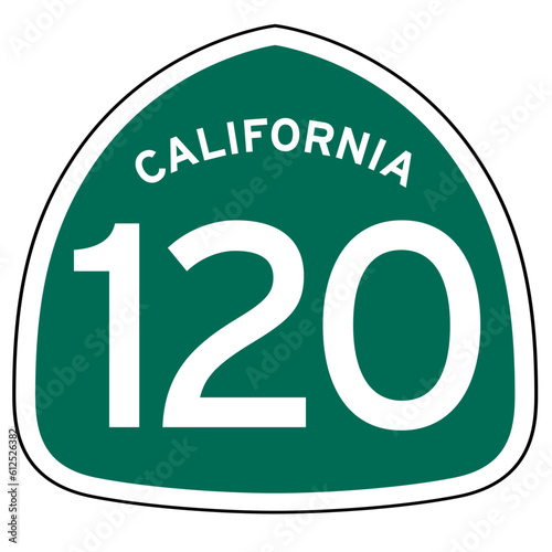 California State Route 120 sign, CA 120, isolated road sign vector