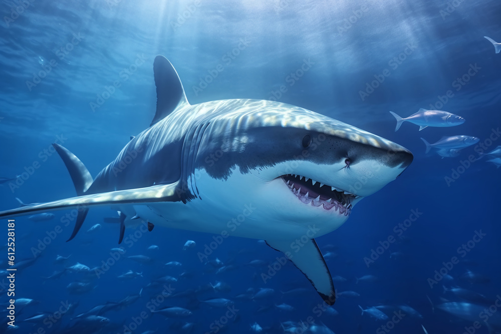 big dangerous shark in deep sea water big dangerous shark in deep sea water