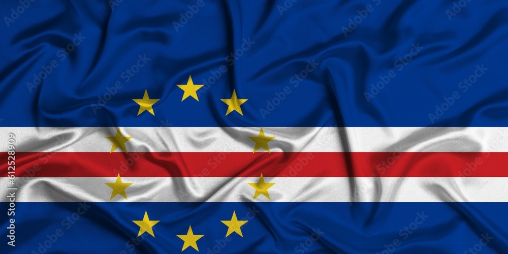 Digital render of the textured fabric national flag of Cape Verde Digital render of the textured fabric national flag of Cape Verde