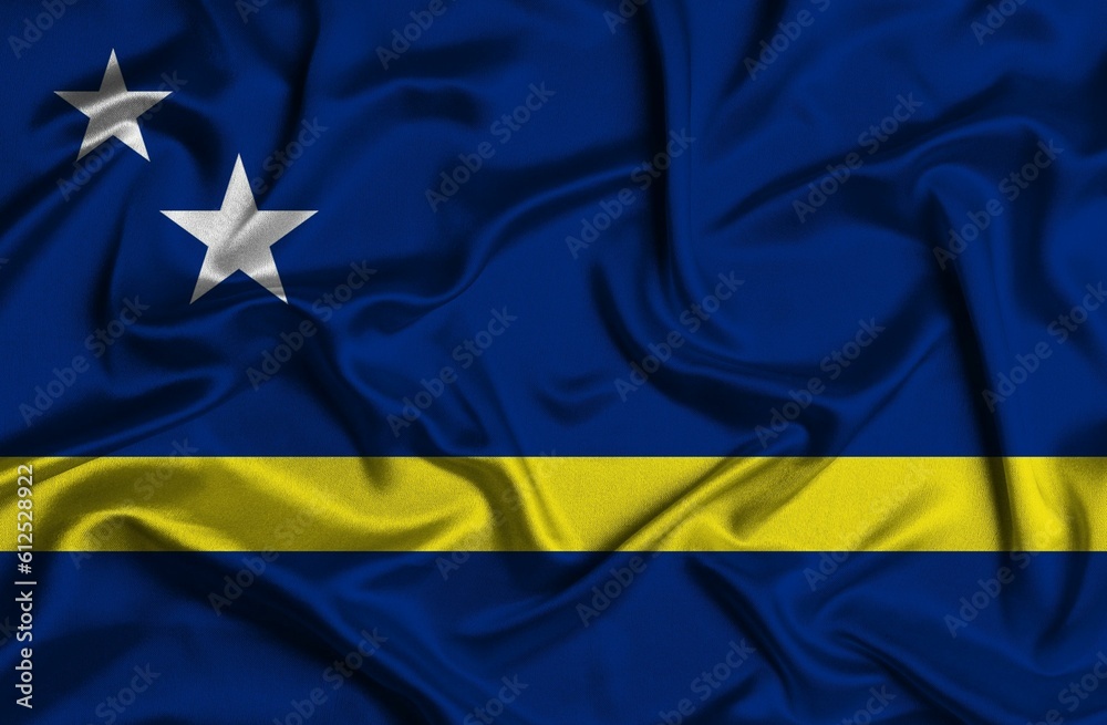 Illustration design of silk textile Curacao flag background Illustration design of silk textile Curacao flag background